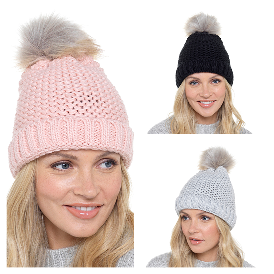 Picture of £4.99 LADIES BOBBLE HATS 3 ASSTD