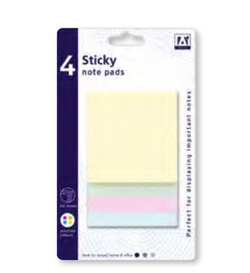 Picture of STATIONERY - 4 PACK STICKY NOTE PADS