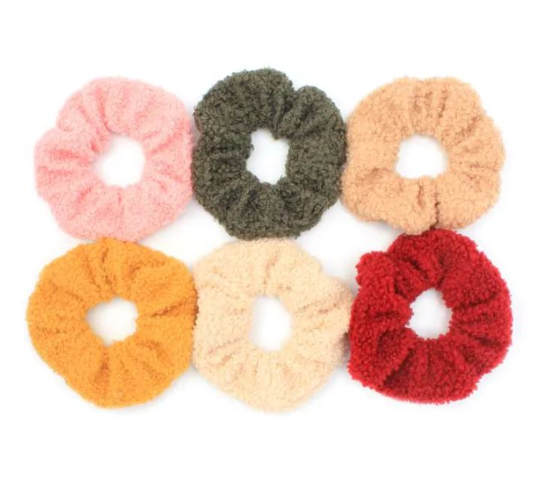 Picture of £1.29 BOUCLE SCRUNCHIES 11cm ASSTD