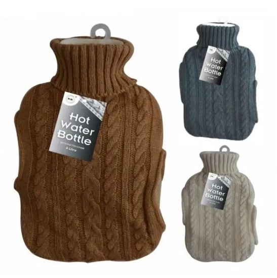 Picture of £4.99 HOT WATER BOTTLES KNITTED 2L 3 AST