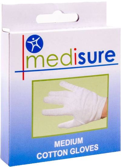 Picture of £1.99 MEDISURE COTTON GLOVES MEDIUM