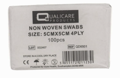 Picture of £1.29 QUALICARE GAUZE SWABS 5x5cm (100)