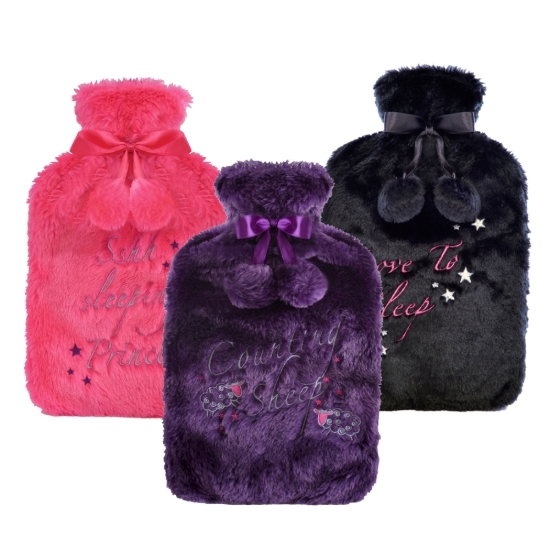 Picture of £4.99 HOT WATER BOTTLES PLUSH 2L 3 AST