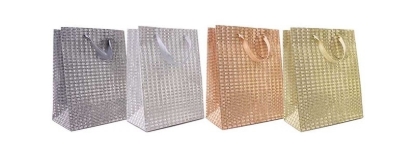 Picture of £0.89 MEDIUM GLITTER GIFT BAGS 4 ASST