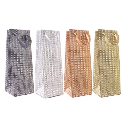 Picture of £0.89 BOTTLE GLITTER GIFT BAGS 4 ASST