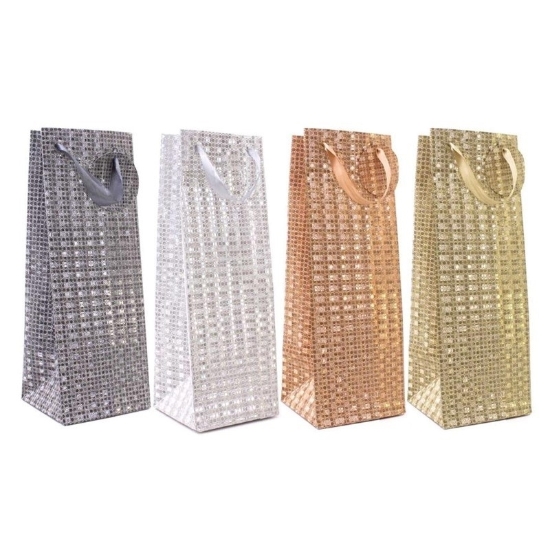 Picture of £0.89 BOTTLE GLITTER GIFT BAGS 4 ASST