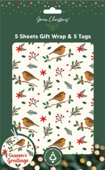 Picture of £1.49 GIFT WRAP SHEETS 5 PACK TRADITION
