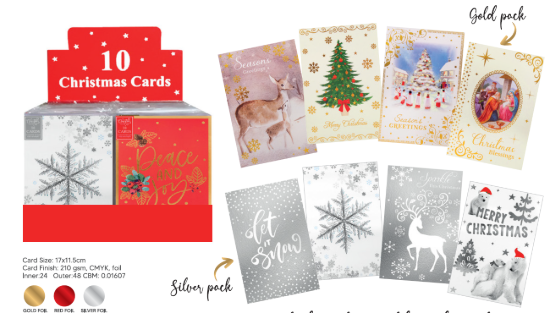 Picture of £1.49 CHRISTMAS CARDS 10 PACK ASSTD (24)