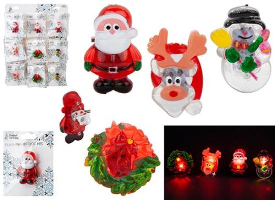 Picture of £1.49 CHRISTMAS FLASHING BROOCHES 4 ASST