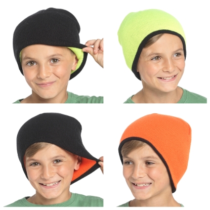 Picture of £2.49 BOYS REVERSIBLE BEANIE HAT 2 ASST