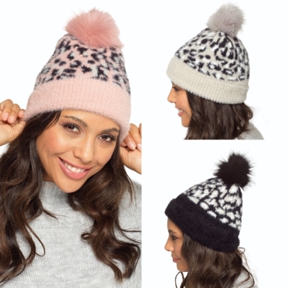 Picture of £3.99 LADIES ANIMAL PR.BOBBLE HAT 3 ASST