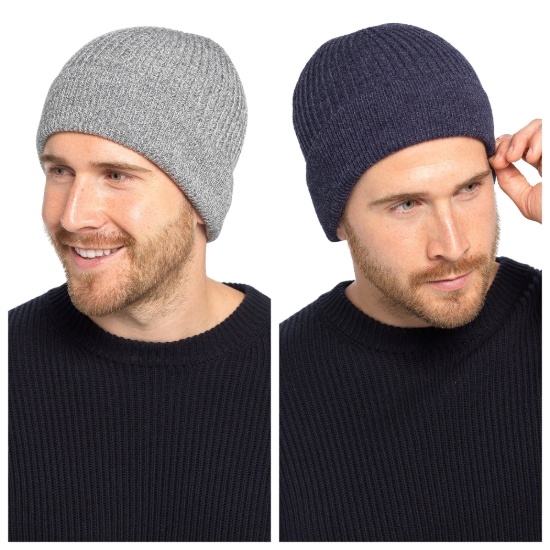 Picture of £2.99 MEN'S RIBBED BEANIE HATS 2 ASSTD