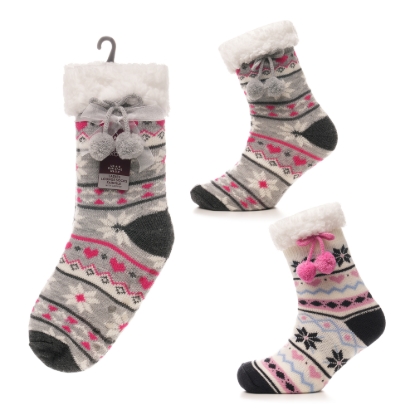 Picture of £4.99 LADIES FAIRISLE GRIP SOCKS 3 ASST
