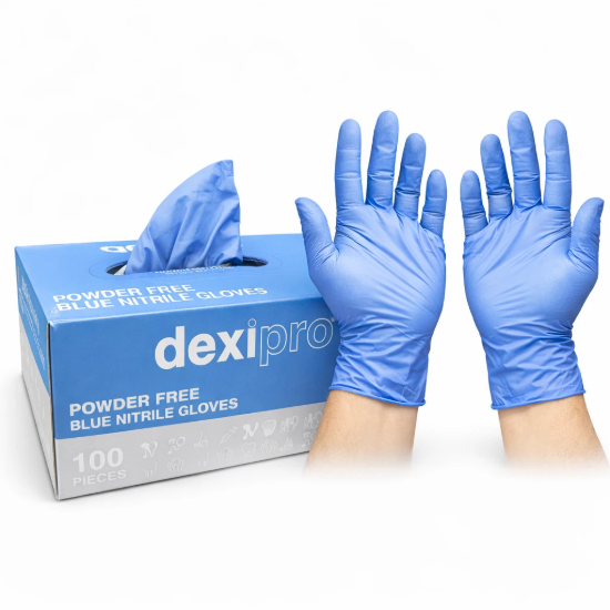 Picture of £6.00 BLUE NITRILE GLOVES X100 SMALL